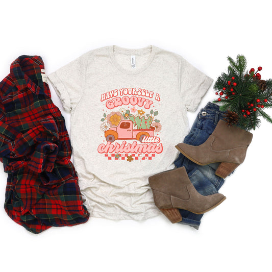 Groovy Little Christmas Truck | Short Sleeve Crew Neck
