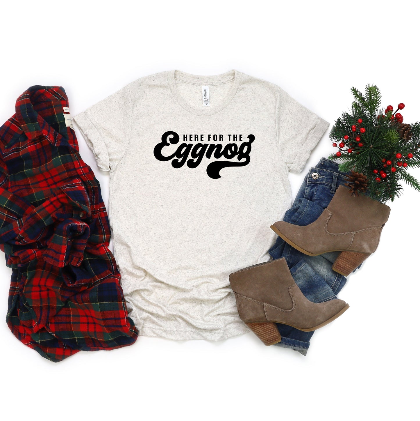 Here For The Eggnog | Short Sleeve Crew Neck