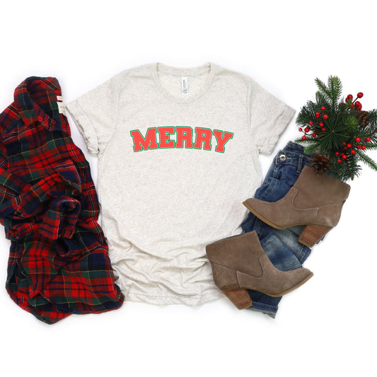 Merry Varsity | Short Sleeve Crew Neck