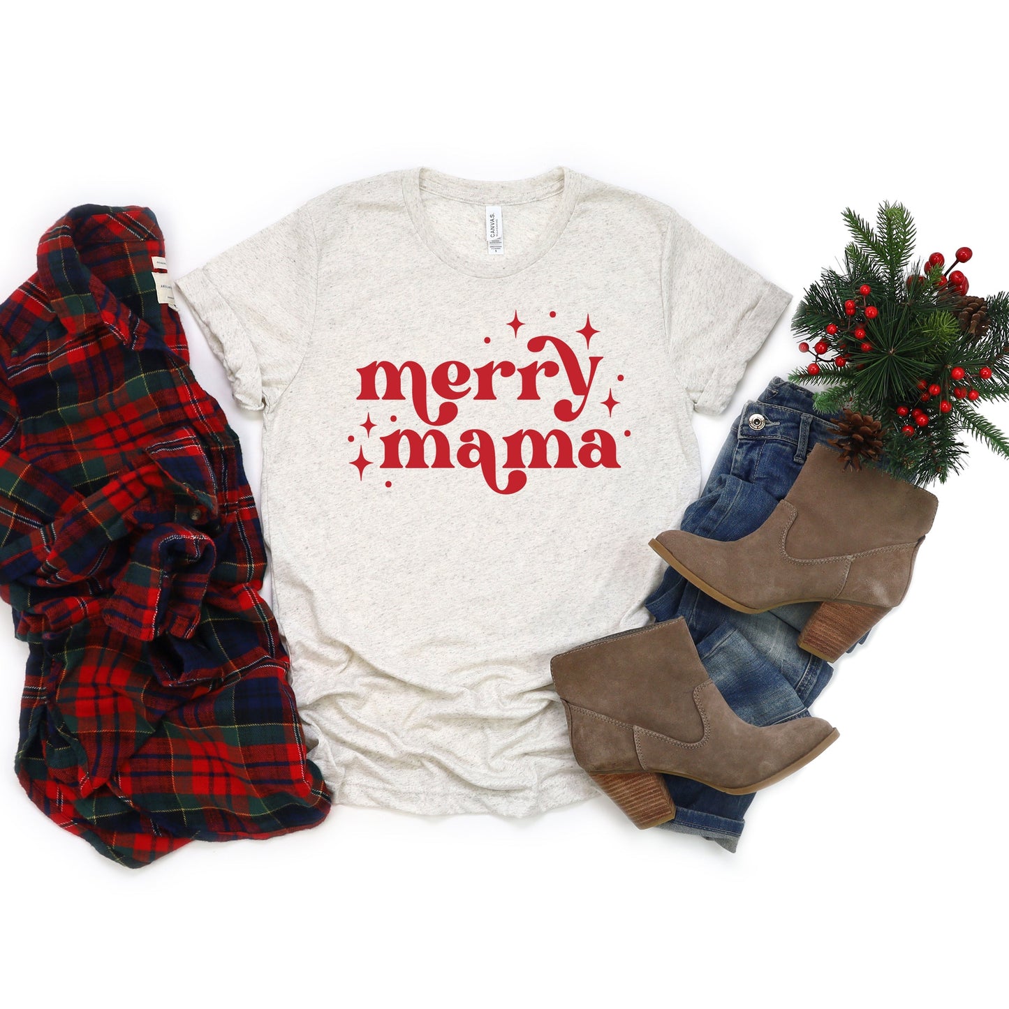 Whimsical Merry Mama | Short Sleeve Crew Neck