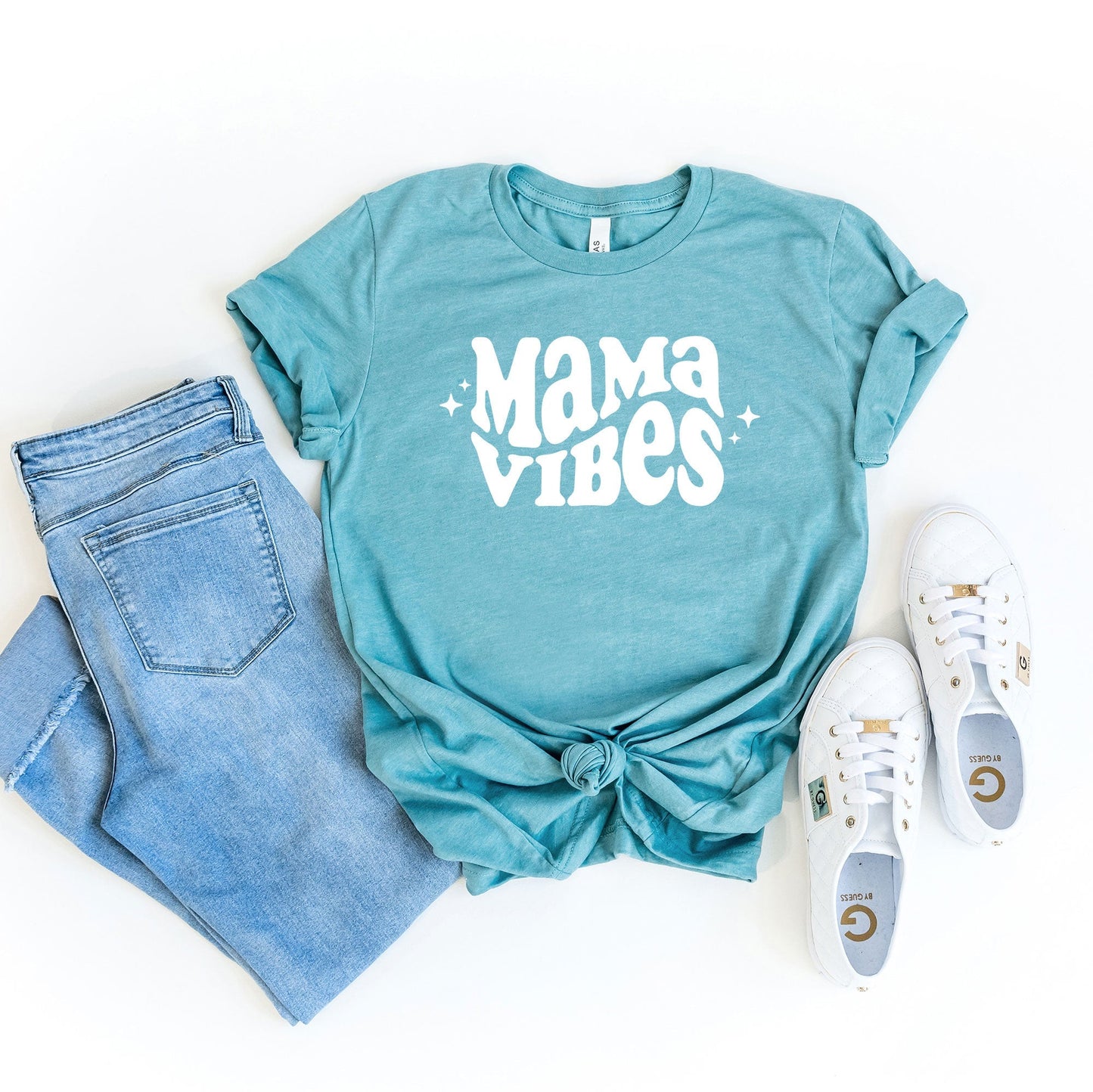 Mama Vibes Wavy | Short Sleeve Crew Neck