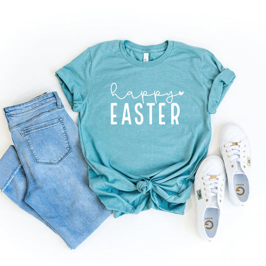 Happy Easter With Heart | Short Sleeve Crew Neck