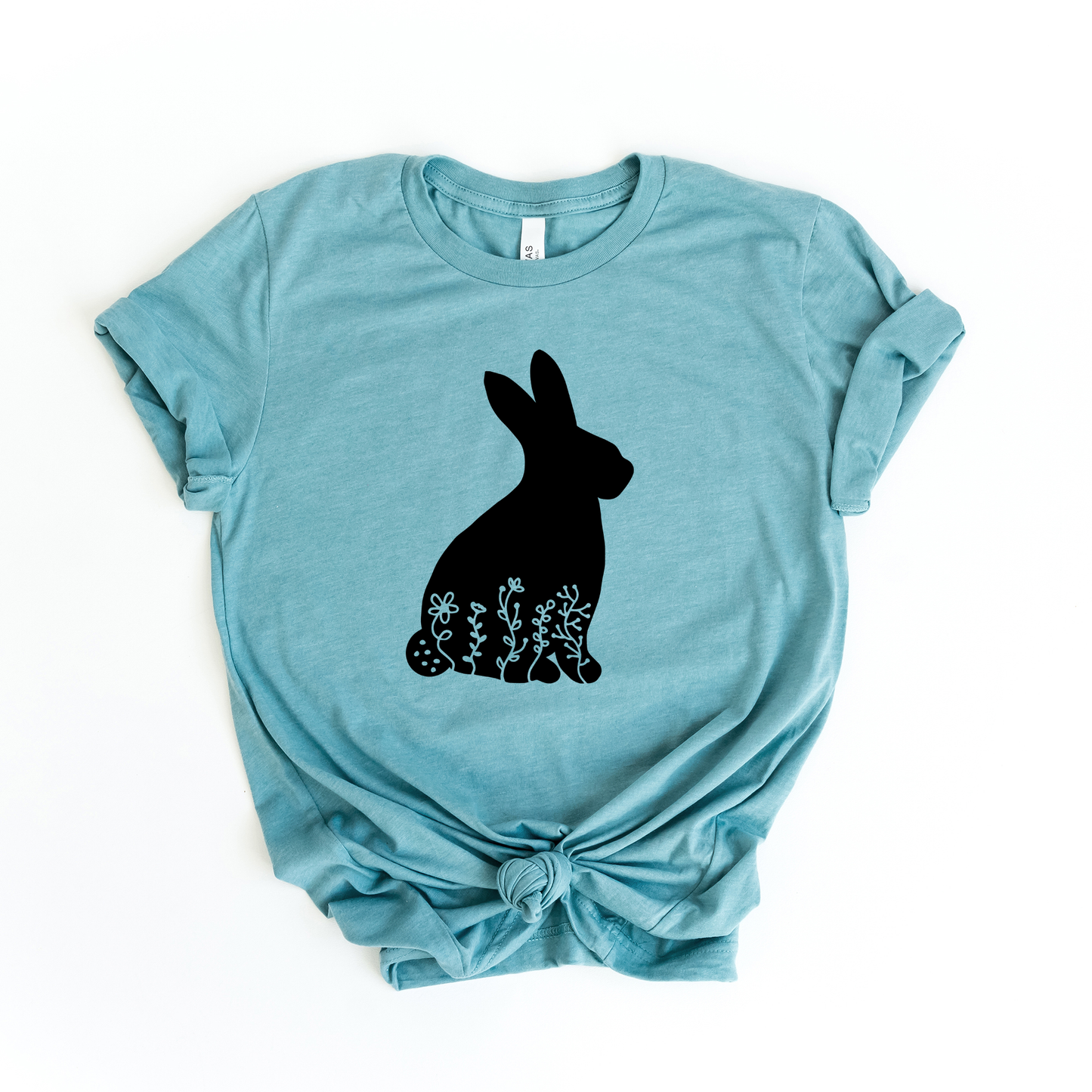 Bunny With Flowers | Short Sleeve Crew Neck