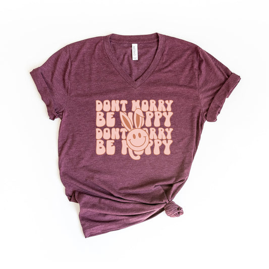 Don't Worry Be Hoppy Stacked | Short Sleeve V-Neck