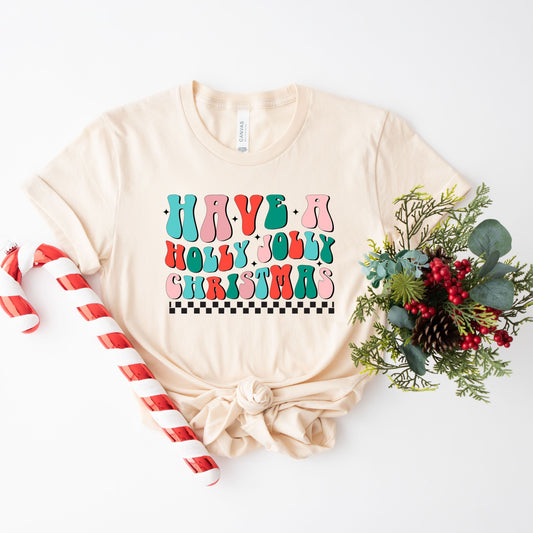 Retro Have A Holly Jolly Christmas | Short Sleeve Crew Neck