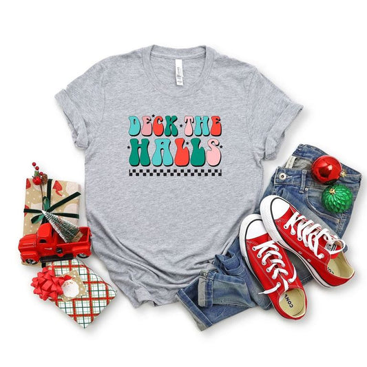 Retro Deck The Halls Checkered | Short Sleeve Crew Neck