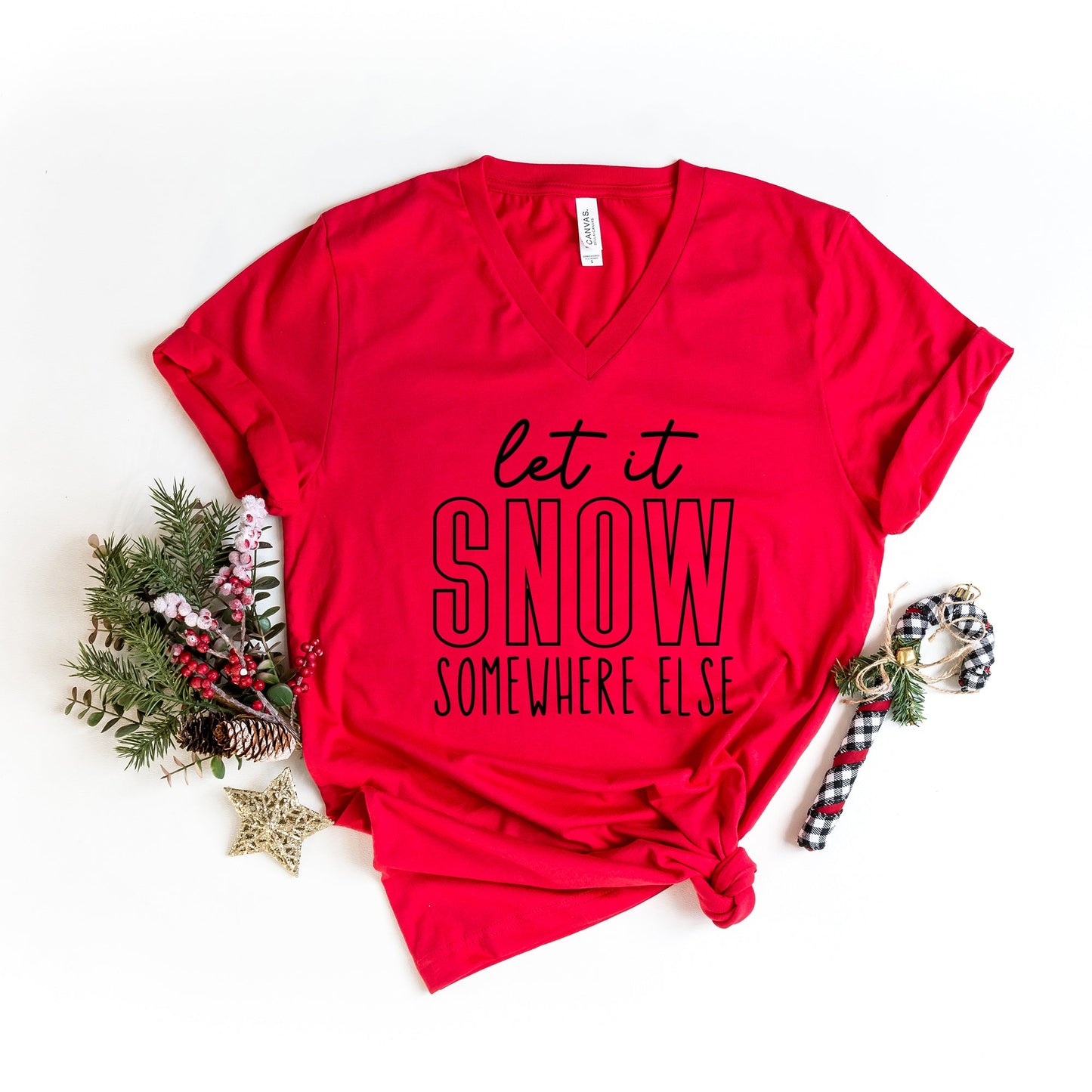 Let It Snow Somewhere Block | Short Sleeve V-Neck