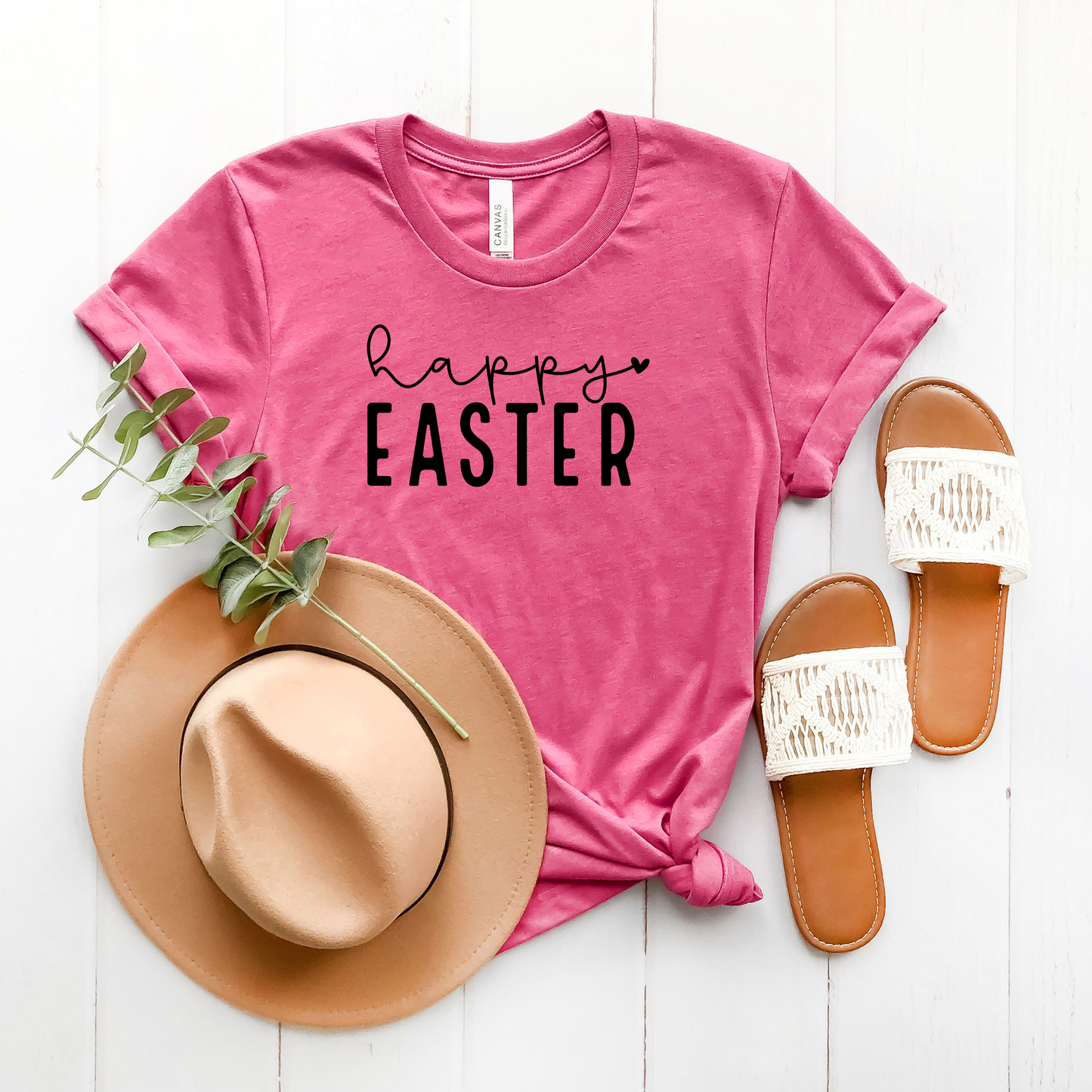 Happy Easter With Heart | Short Sleeve Crew Neck