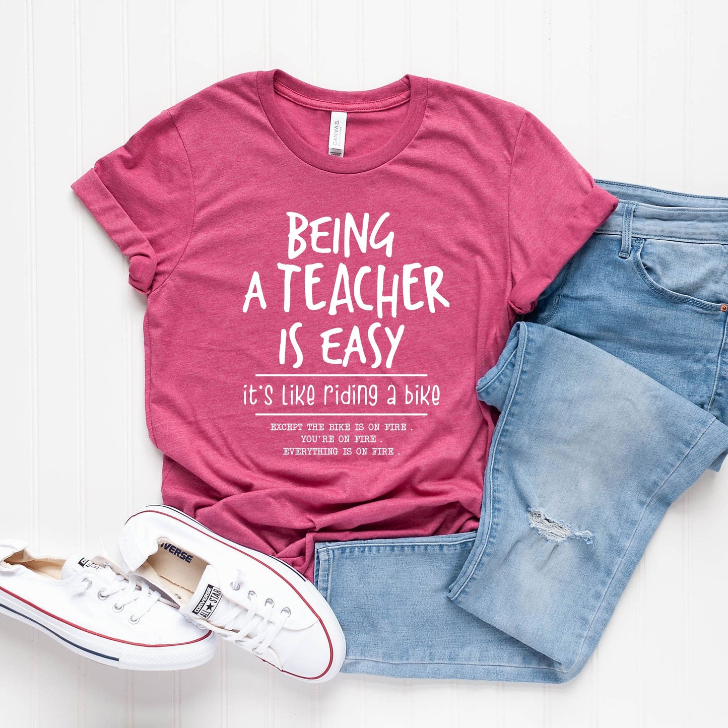 Being A Teacher Is Easy | Short Sleeve Crew Neck