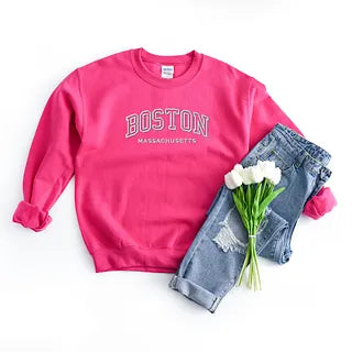 Embroidered Boston Massachusetts | Sweatshirt