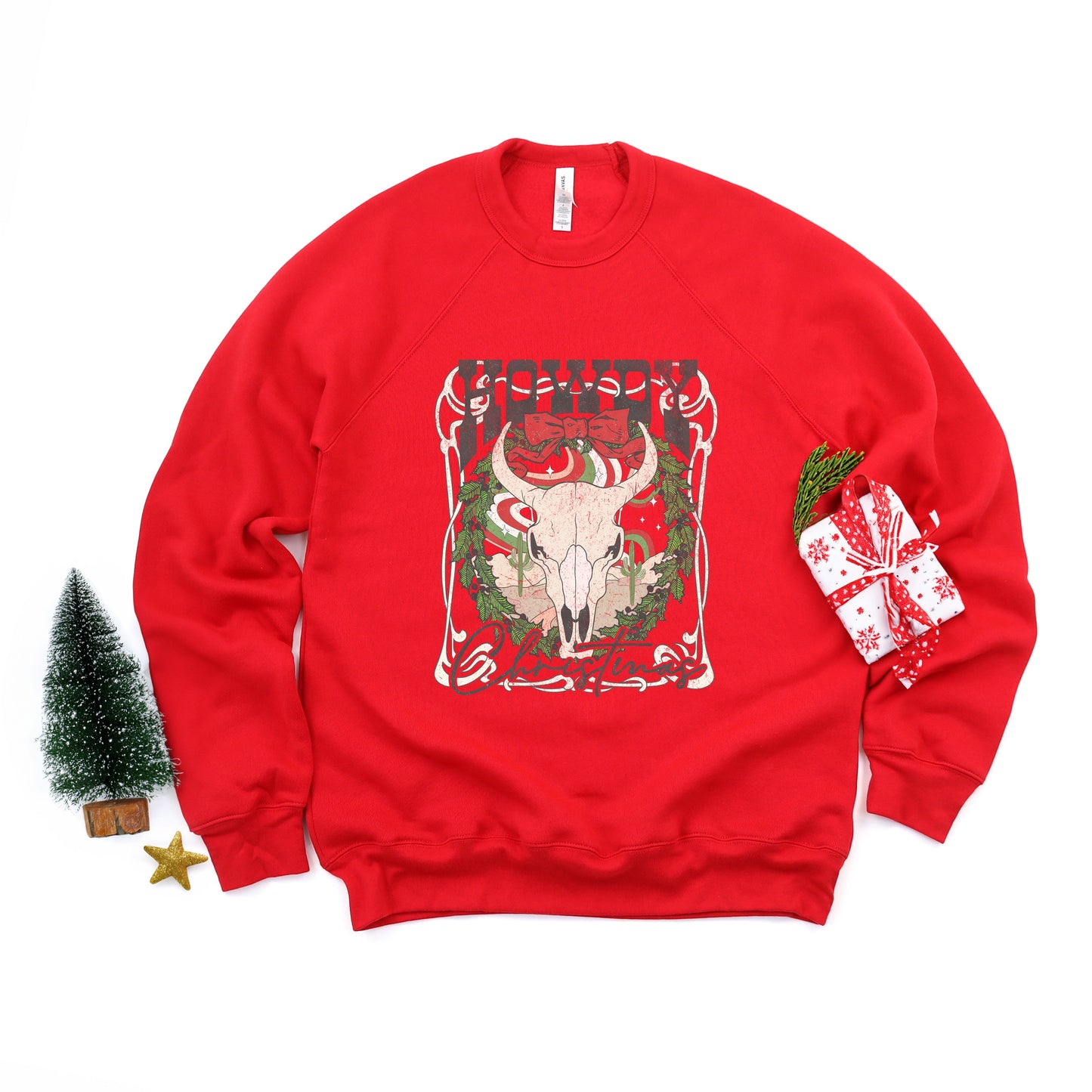 Howdy Christmas Bull | Bella Canvas Sweatshirt
