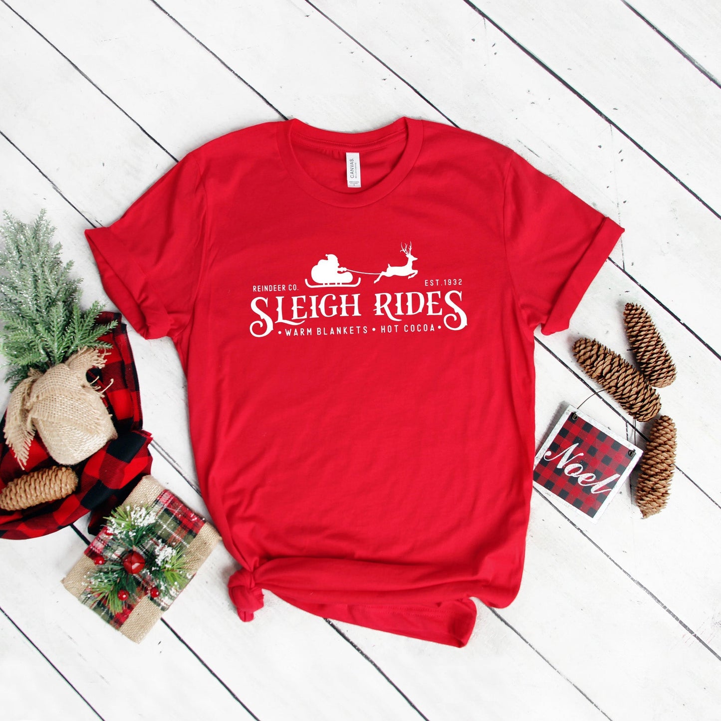 Sleigh Rides Reindeer | Short Sleeve Crew Neck