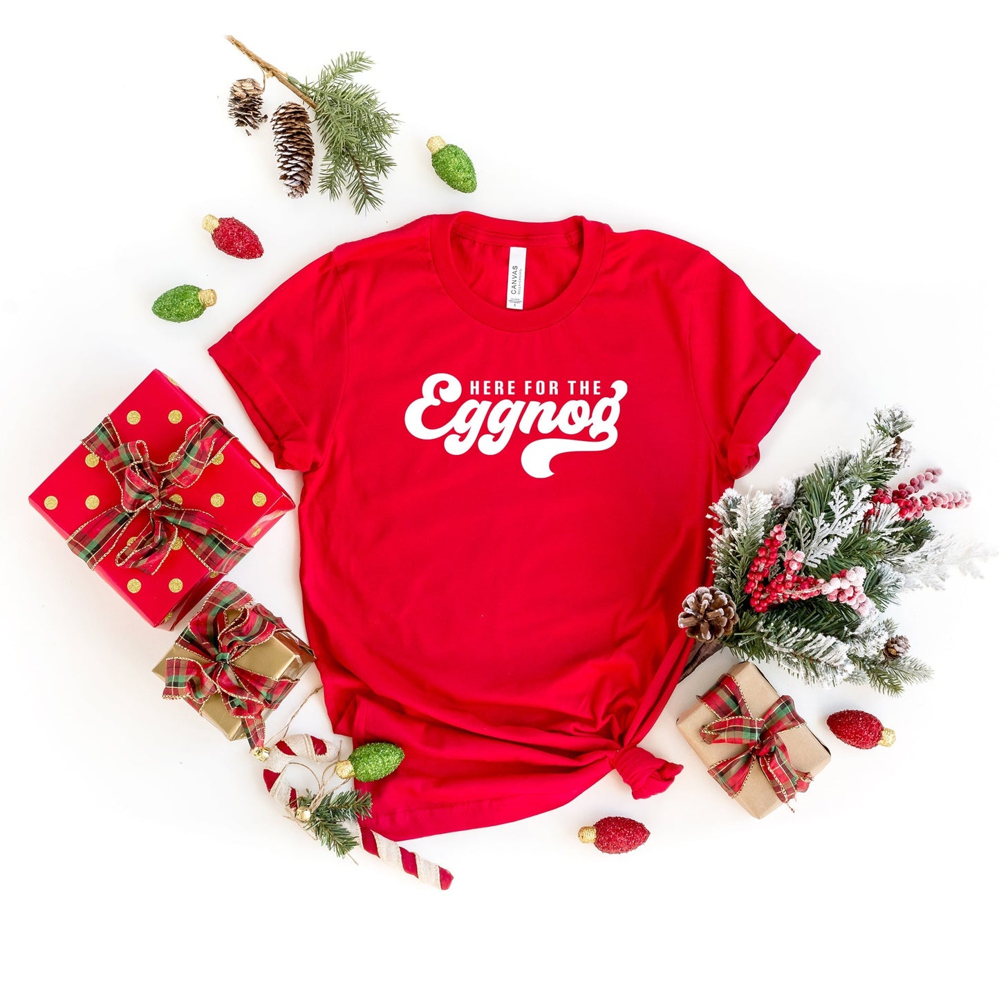 Here For The Eggnog | Short Sleeve Crew Neck