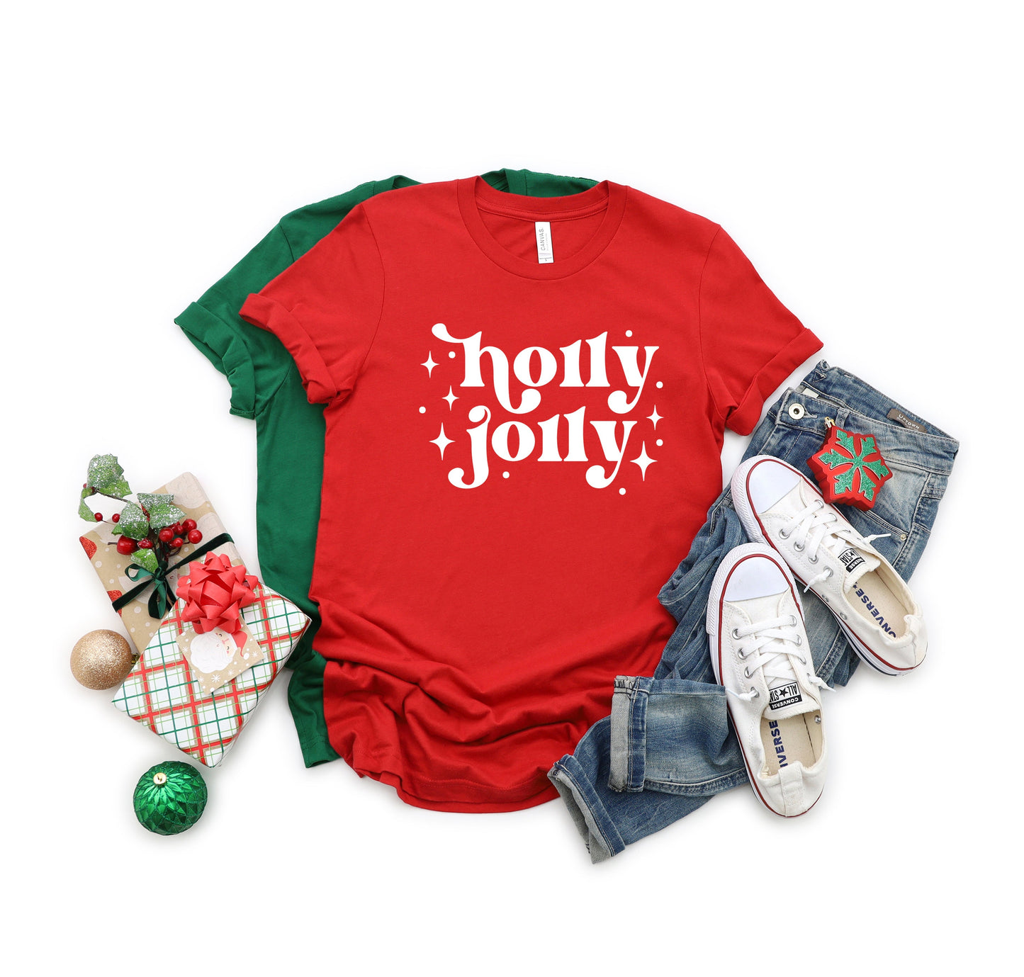 Whimsical Holly Jolly | Short Sleeve Crew Neck