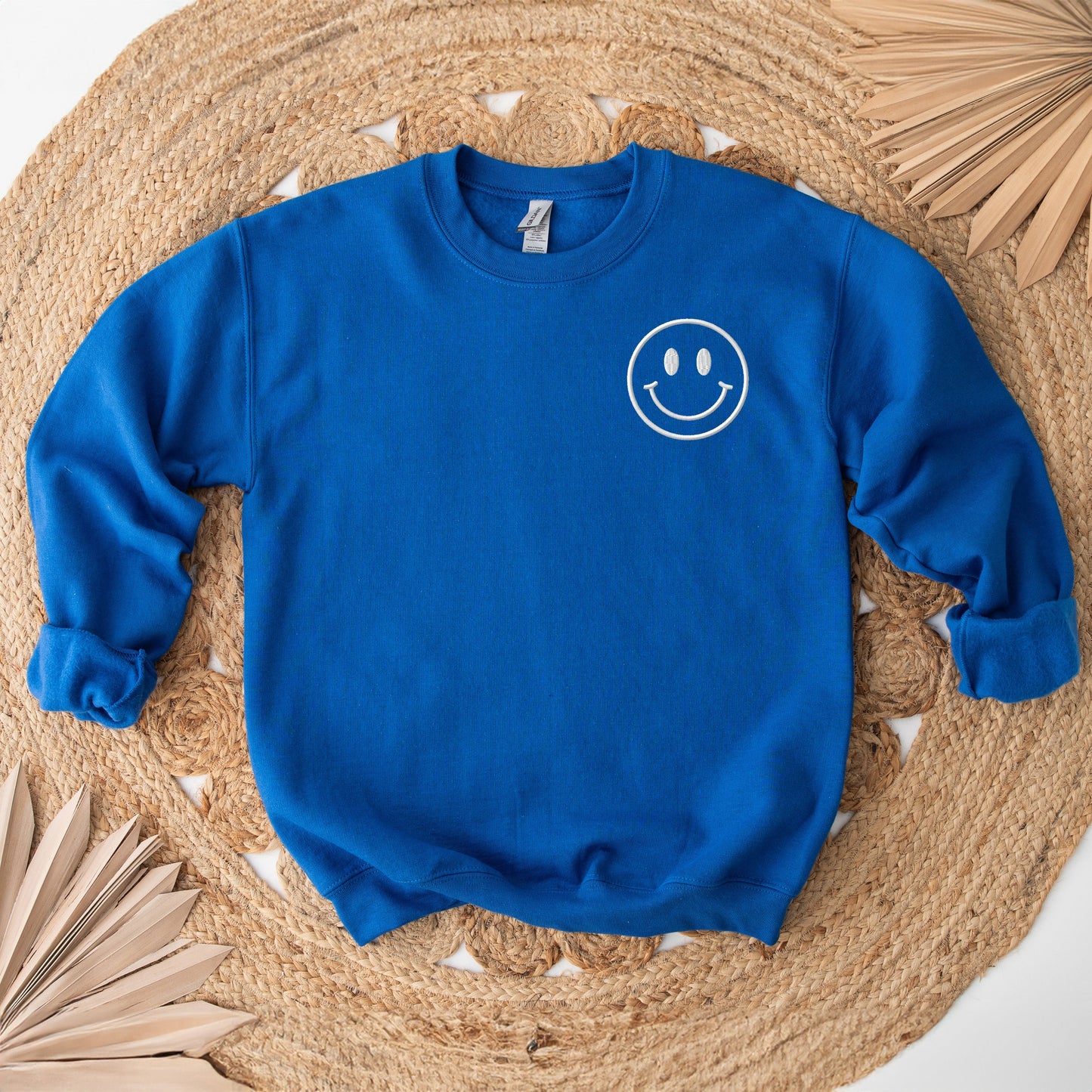 Embroidered Smiley Face Outline | Sweatshirt