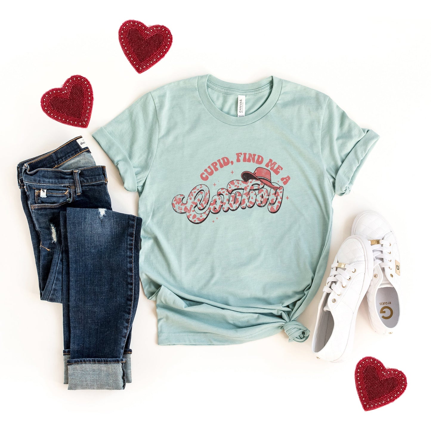 Cupid Find Me A Cowboy | Short Sleeve Crew Neck