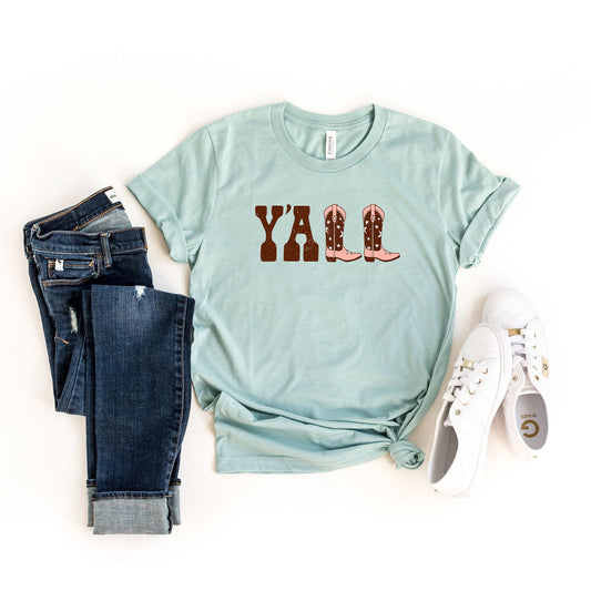 Y'all Boots | Short Sleeve Crew Neck