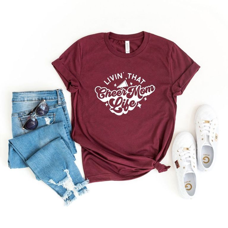 Livin' That Cheer Mom Life | Short Sleeve Crew Neck