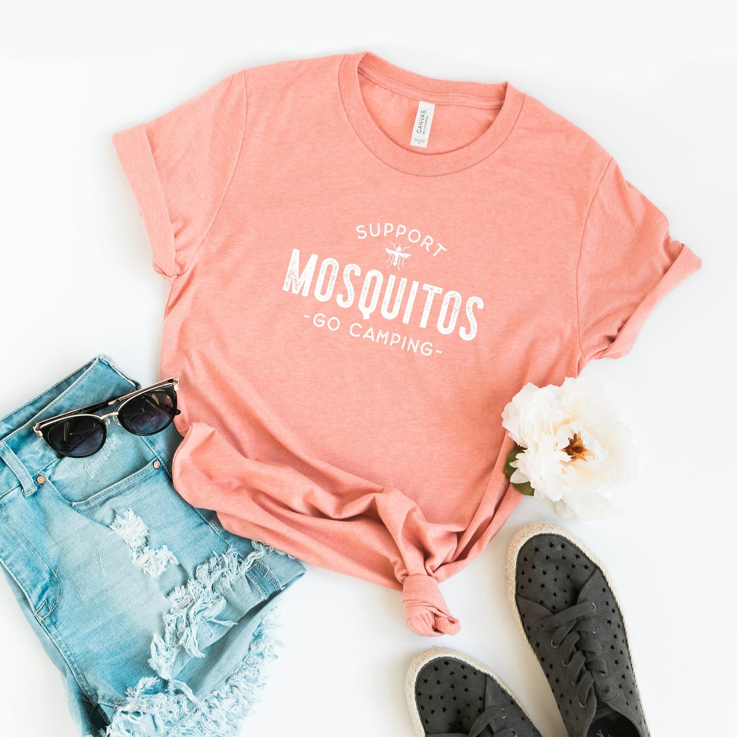 Support Mosquitos Go Camping | Short Sleeve Crew Neck