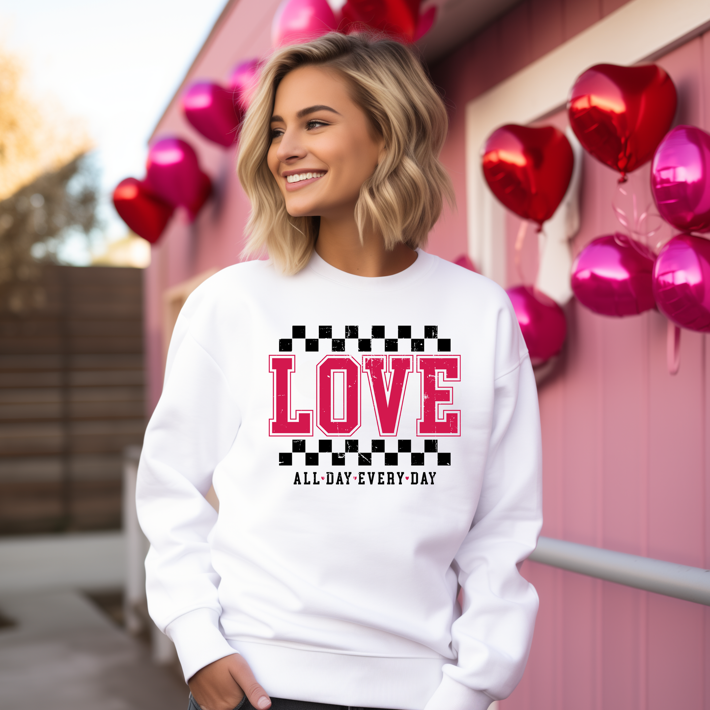 Love All Day Everyday Checkered  | Sweatshirt