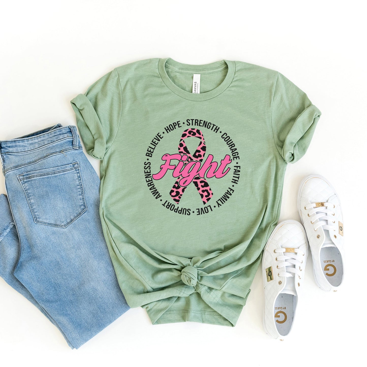 Leopard Ribbon Fight | Short Sleeve Crew Neck