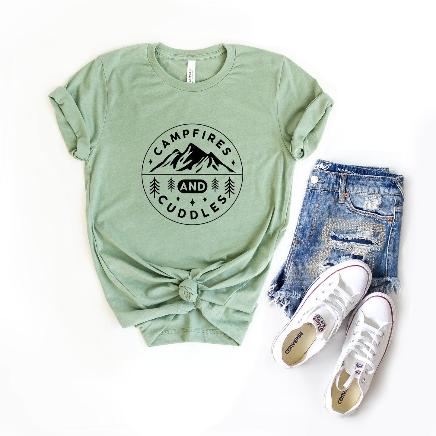 Campfire And Cuddles Circle Landscape | Short Sleeve Crew Neck