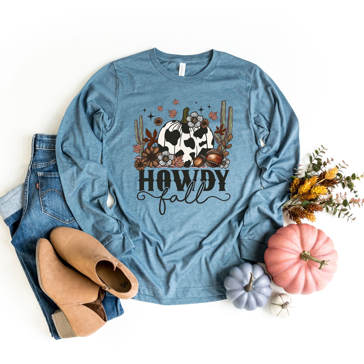 Howdy Fall Pumpkin |  Long Sleeve Crew Neck