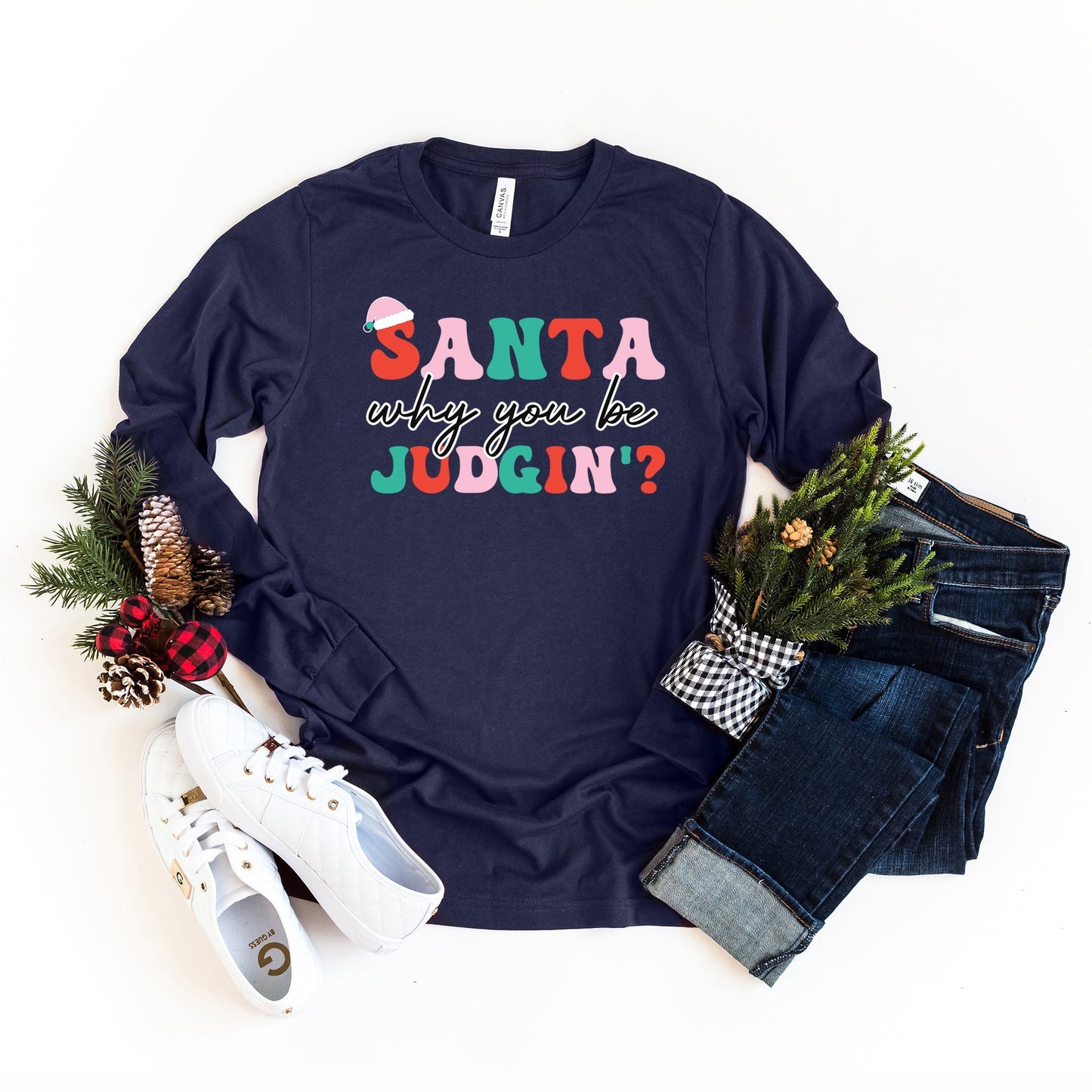 Santa Judgin | Long Sleeve Crew Neck