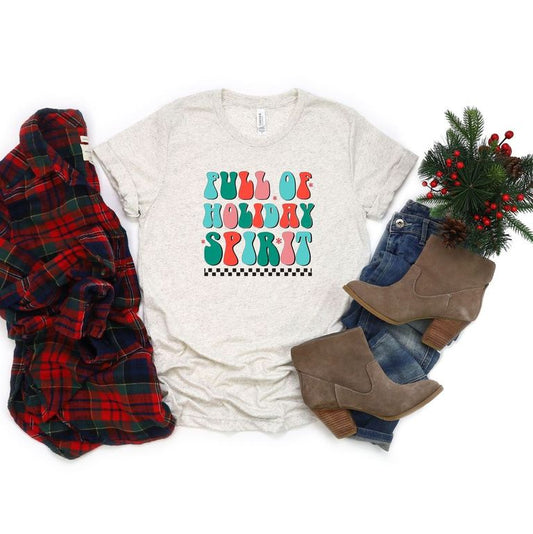 Retro Full Of Holiday Spirit | Short Sleeve Crew Neck