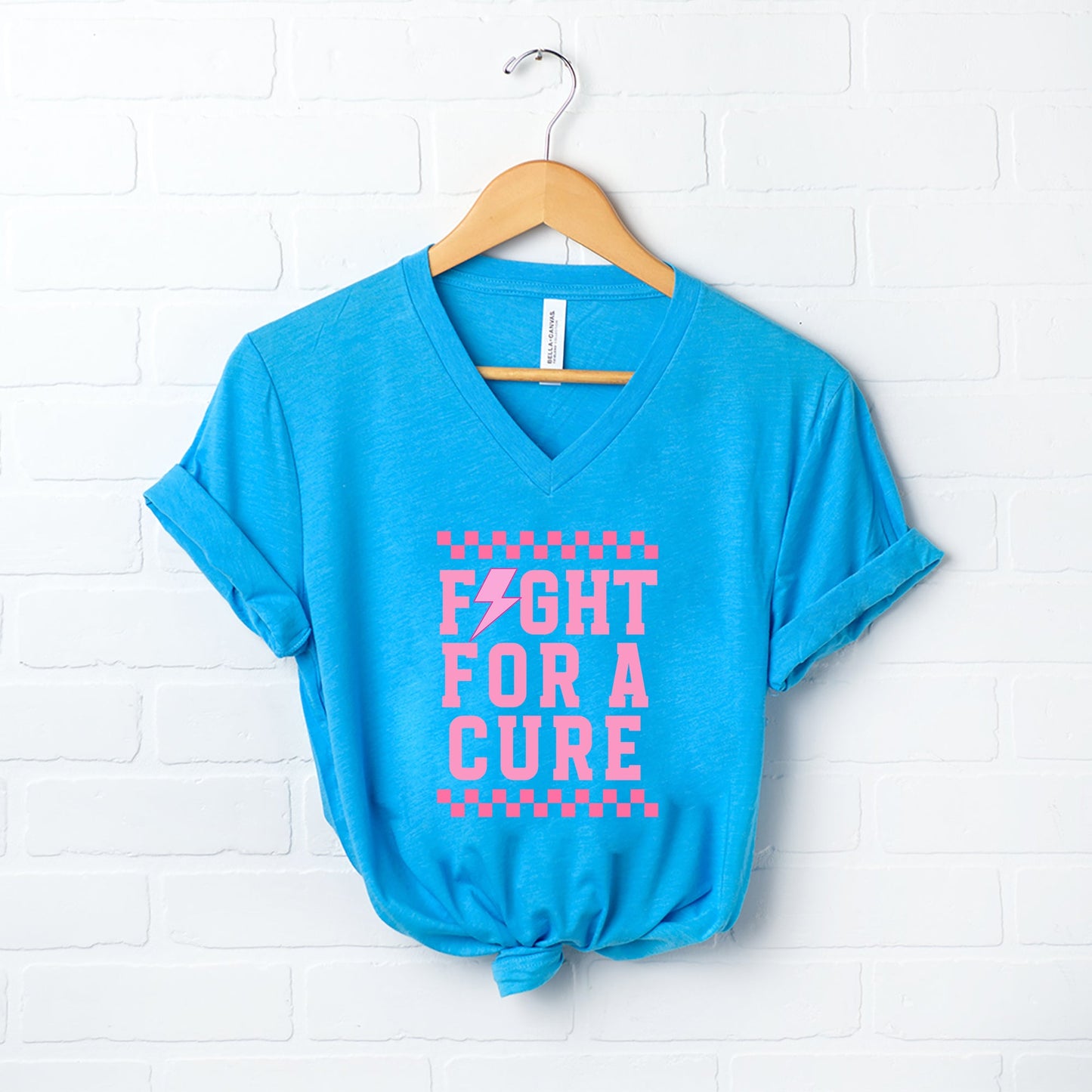 Fight For a Cure Checkered | Short Sleeve V-Neck