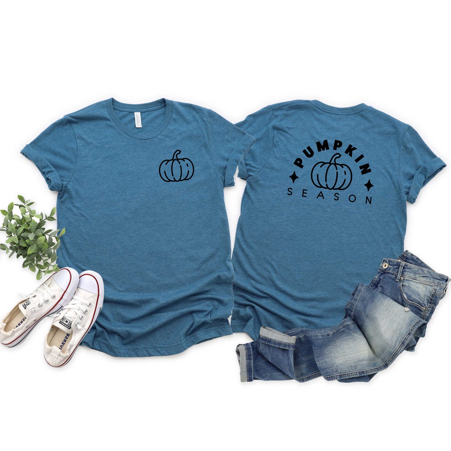 Pumpkin Season Pumpkin | Short Sleeve Crew Neck | Front And Back Ink