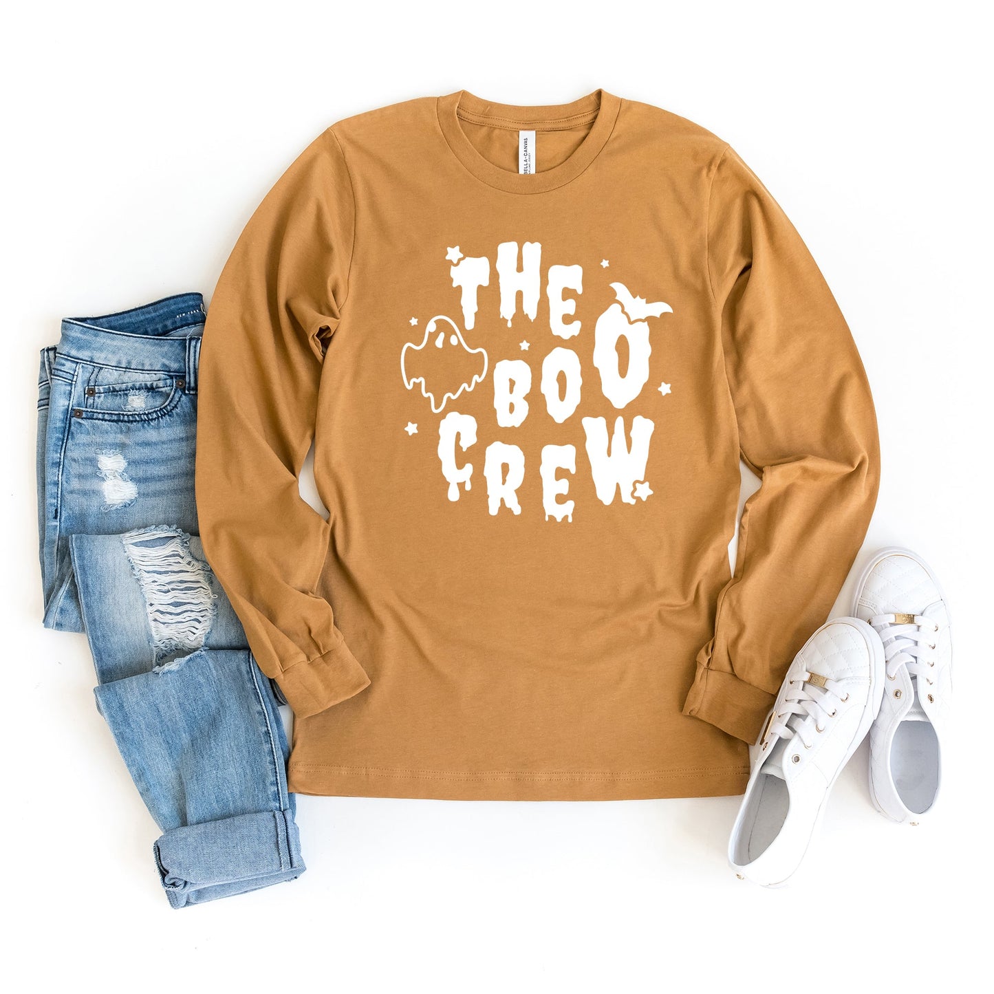 Boo Crew Bat and Ghost | Long Sleeve Crew Neck