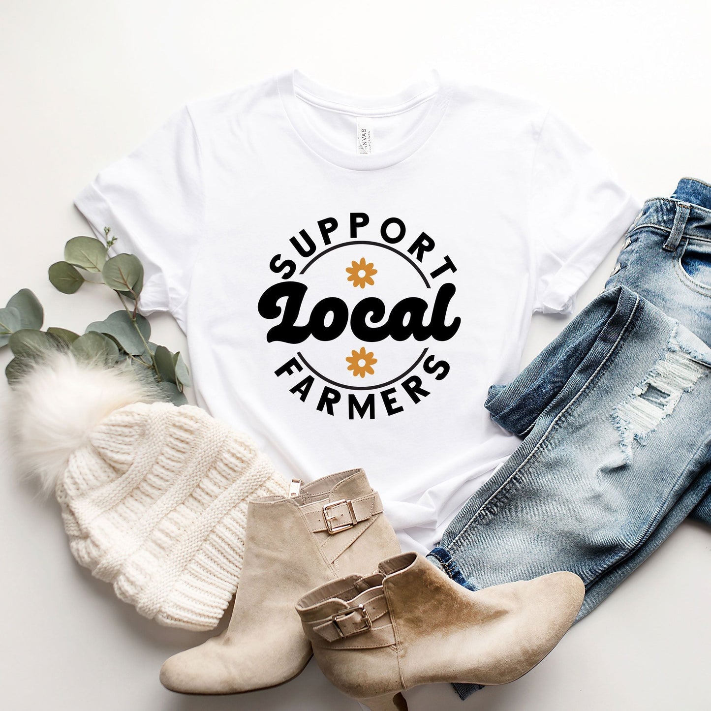 Support Local Farmers Flowers | Short Sleeve Crew Neck