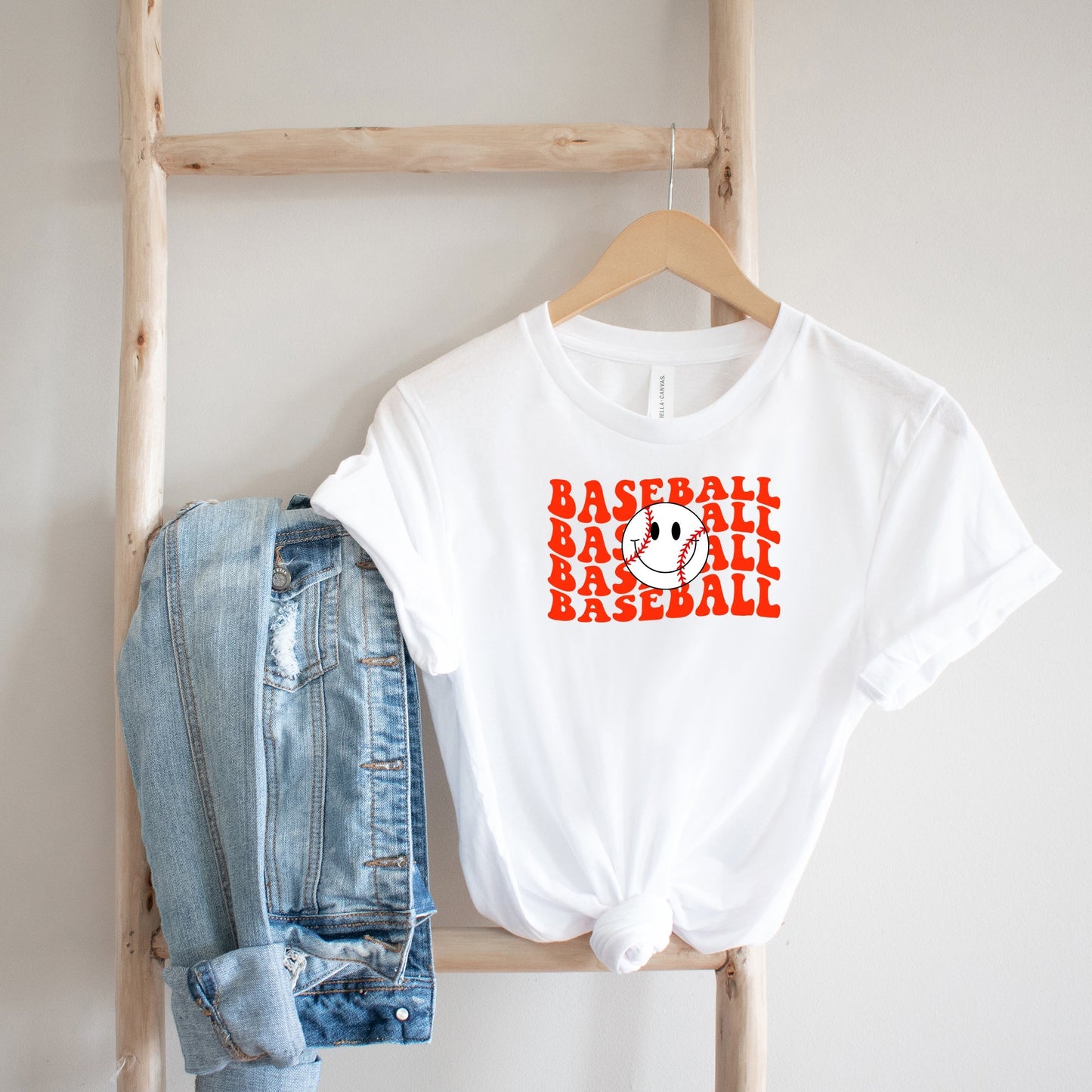 Baseball Stacked Smiley Face | Short Sleeve Crew Neck