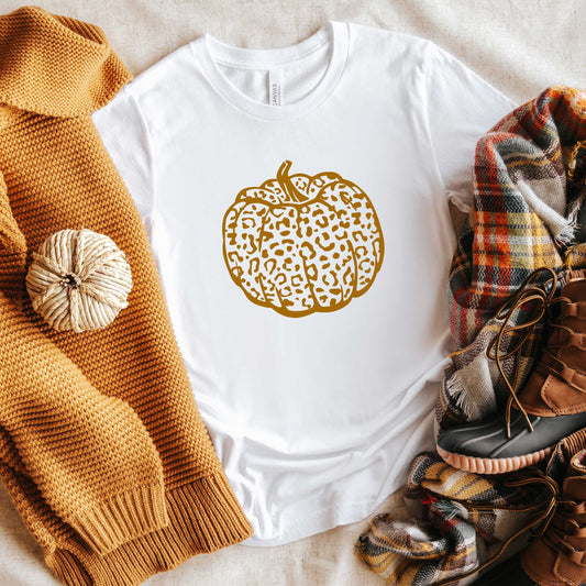 Brown Leopard Pumpkin | Short Sleeve Crew Neck