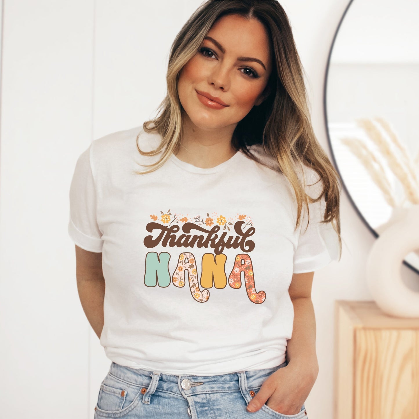 Thankful Nana Floral | Short Sleeve Crew Neck