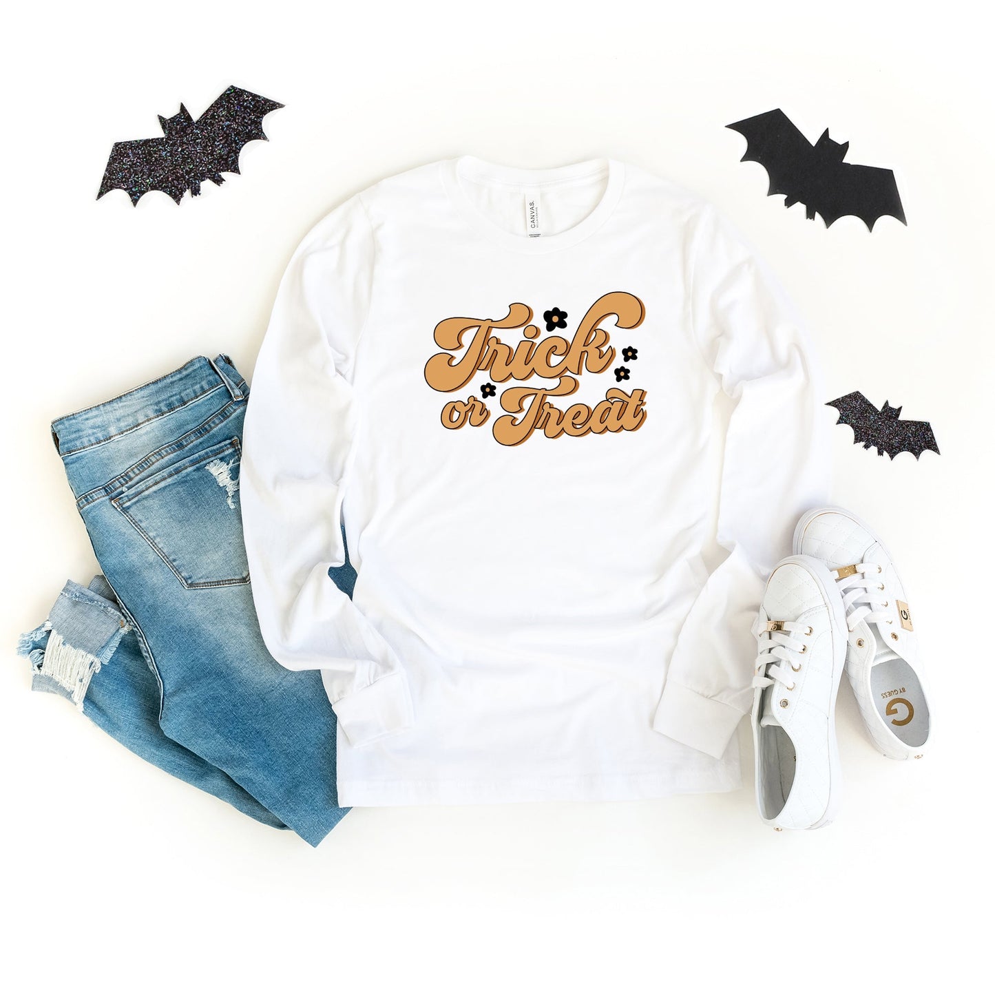 Trick Or Treat Flowers | Long Sleeve Crew Neck