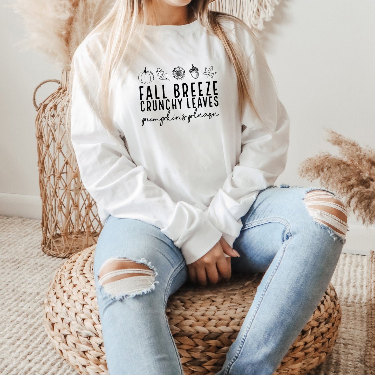 Fall Breeze Crunchy Leaves | Long Sleeve Crew Neck