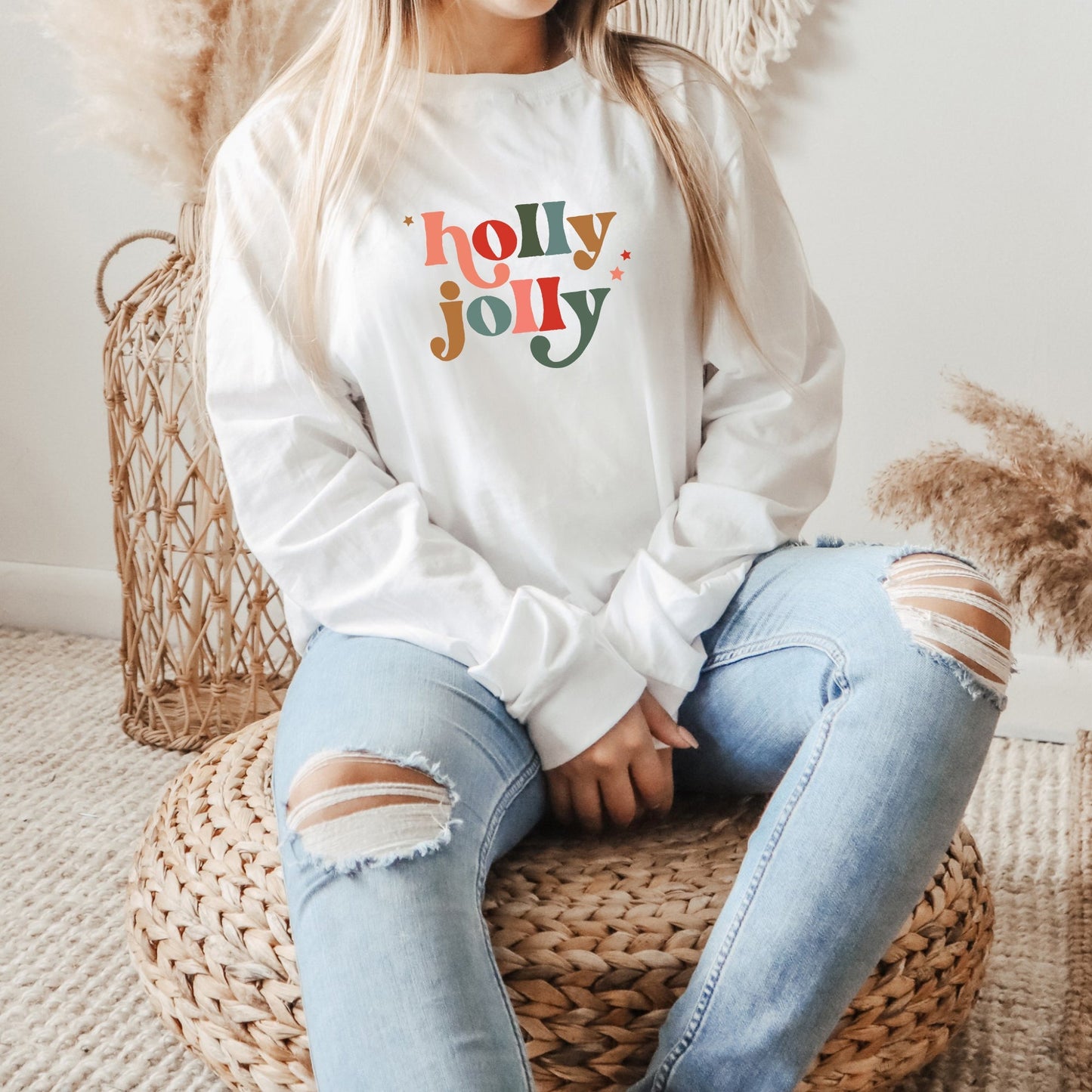 Holly Jolly Stars | Long Sleeve Crew Neck