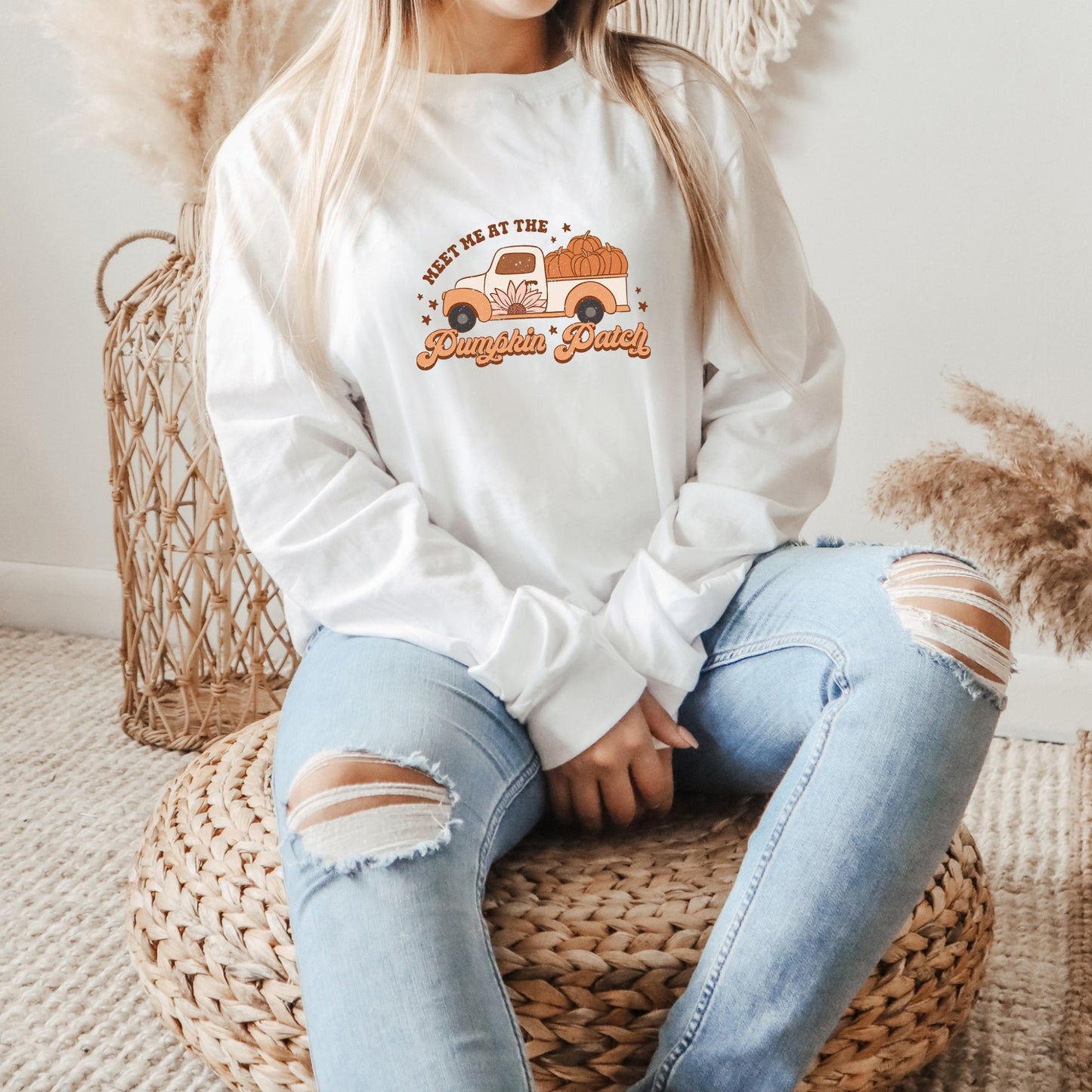 Meet Me At The Pumpkin Patch Colorful | Long Sleeve Crew Neck