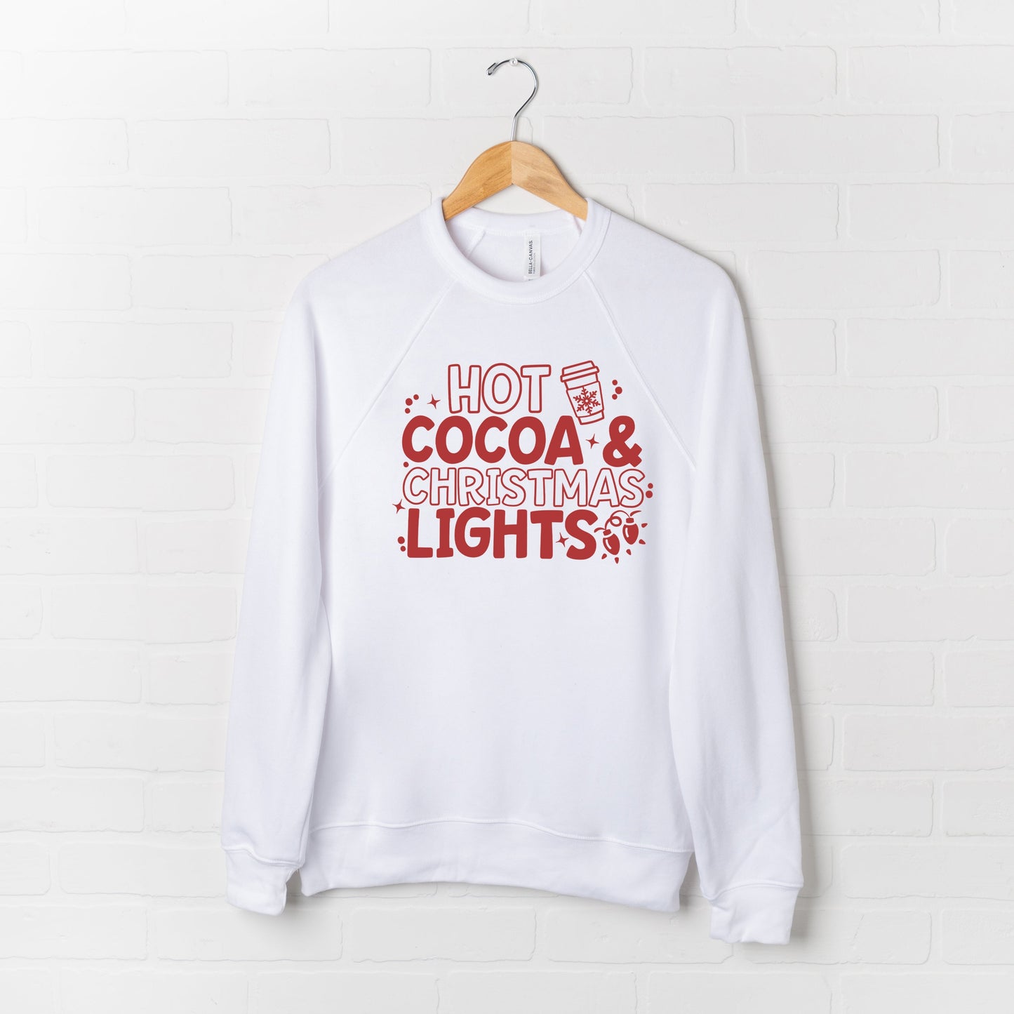 Hot Cocoa and Christmas Lights | Bella Canvas Sweatshirt
