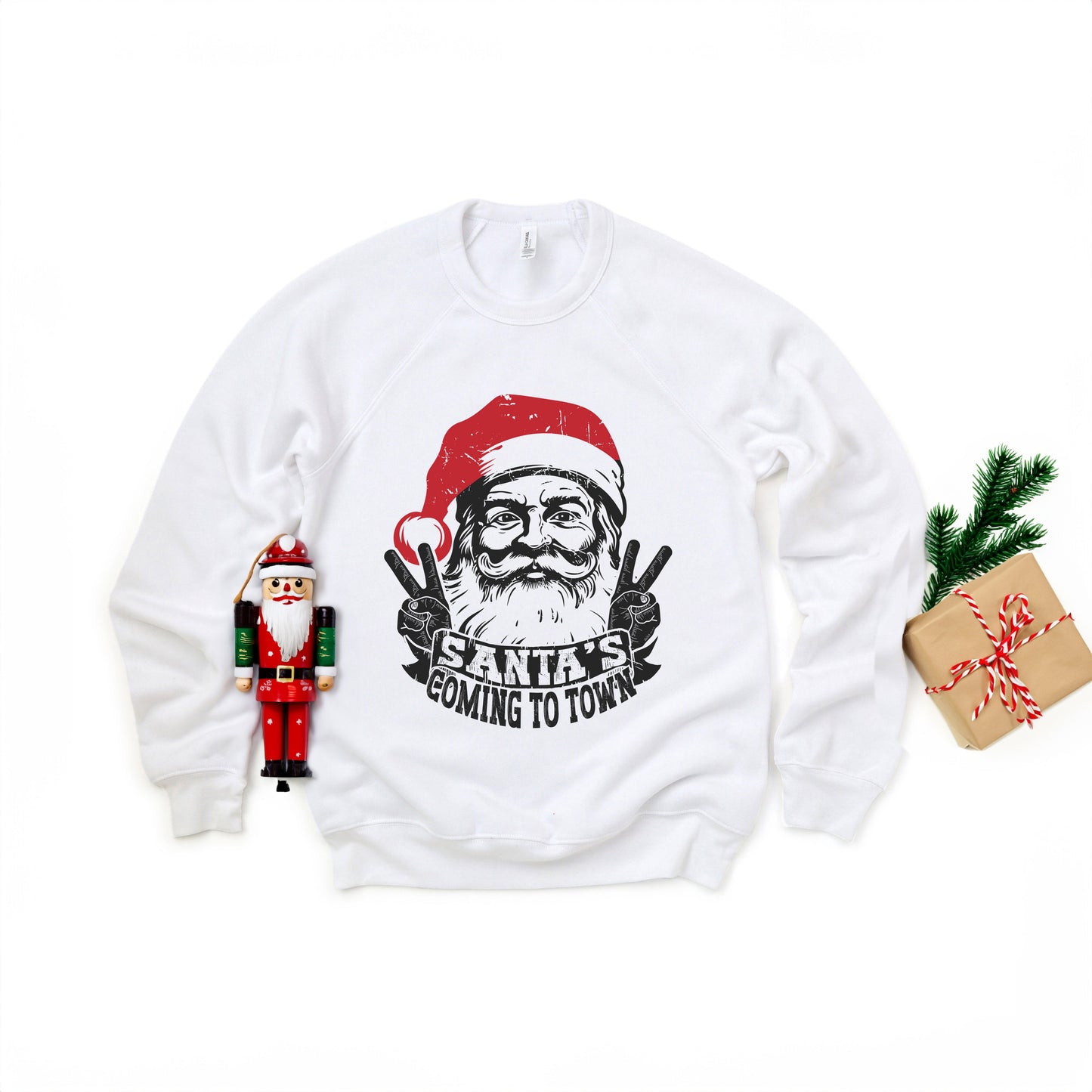 Santa's Coming to Town Peace | Bella Canvas Sweatshirt
