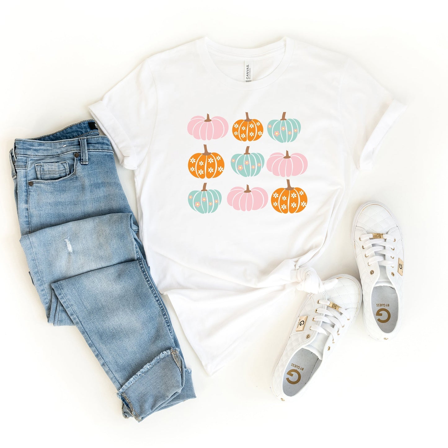Floral Pumpkins Chart | Short Sleeve Crew Neck