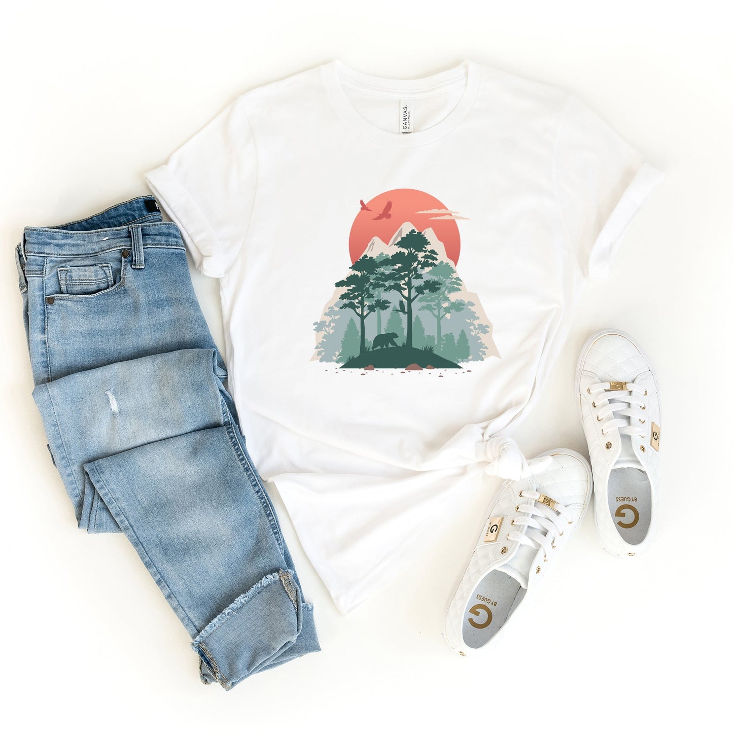 Bear In Forest | Short Sleeve Graphic Tee