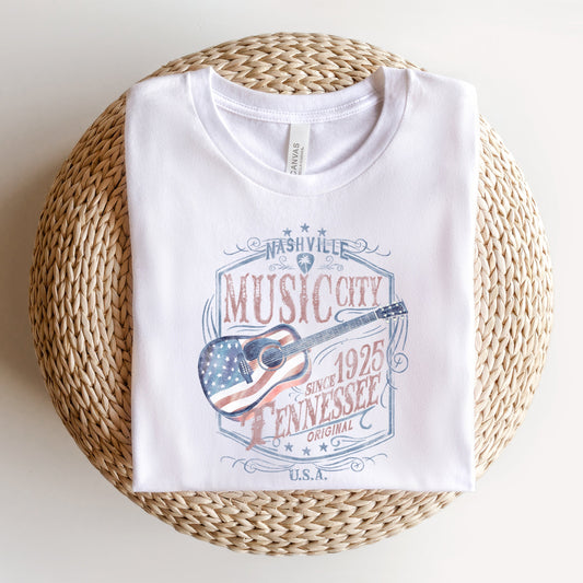 Nashville Flag Guitar | Short Sleeve Crew Neck