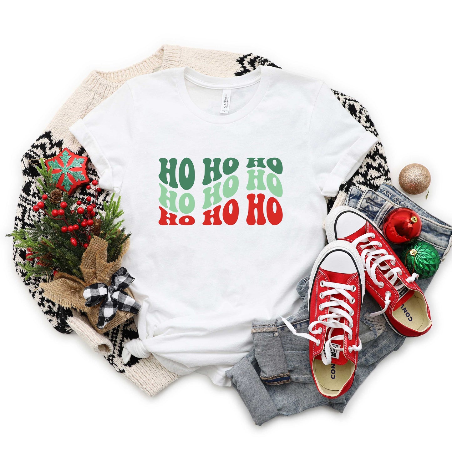 Ho Ho Ho Wavy | Short Sleeve Crew Neck