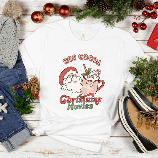 Retro Hot Cocoa Christmas Movies | Short Sleeve Crew Neck