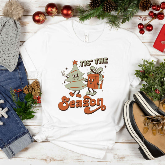 Retro Tis The Season Tree | Short Sleeve Crew Neck