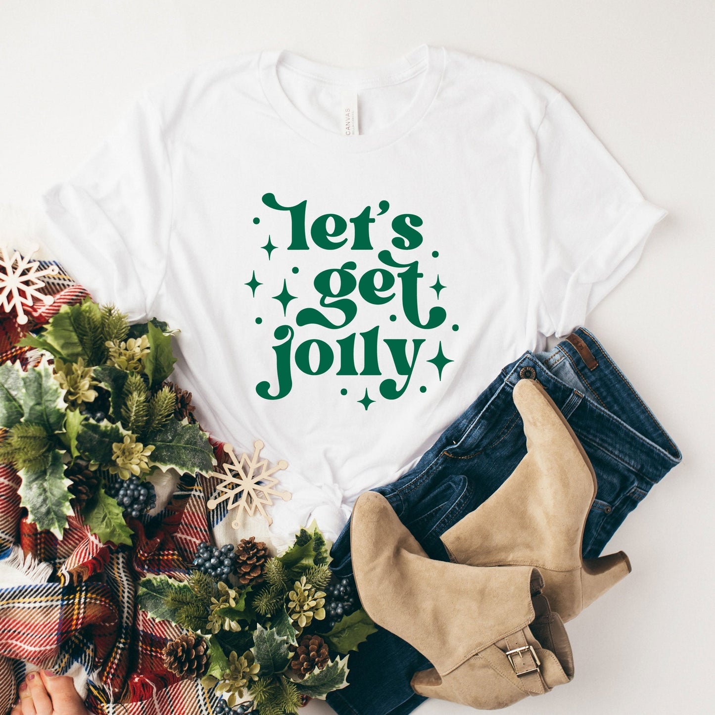 Whimsical Let's Get Jolly | Short Sleeve Crew Neck