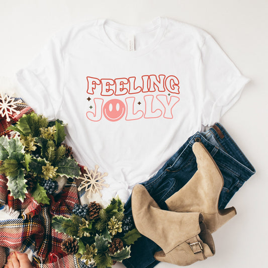 Feeling Jolly Smiley Face | Short Sleeve Crew Neck